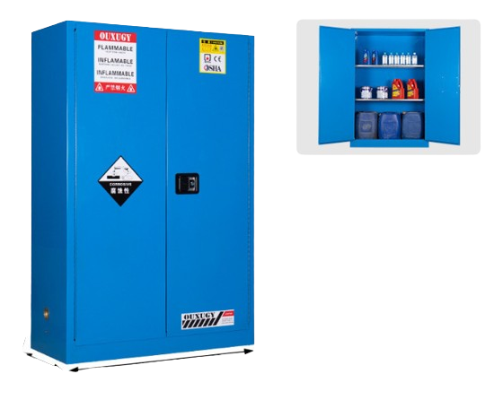 CHEMICALS STORAGE CABINET CHEMICAL CABINET 45 GALLON BLUE FLAMMABLE AND COMB